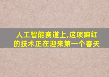 人工智能赛道上,这项蹿红的技术正在迎来第一个春天