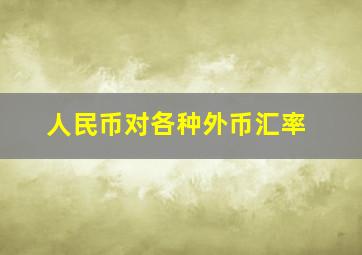 人民币对各种外币汇率