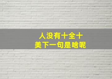 人没有十全十美下一句是啥呢