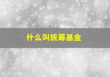 什么叫统筹基金