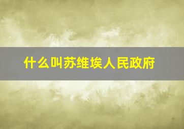 什么叫苏维埃人民政府