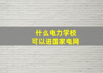 什么电力学校可以进国家电网