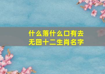 什么落什么口有去无回十二生肖名字