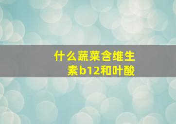 什么蔬菜含维生素b12和叶酸