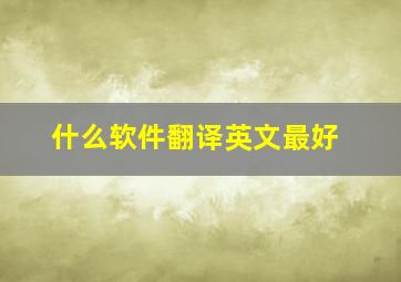 什么软件翻译英文最好