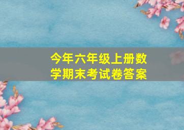 今年六年级上册数学期末考试卷答案