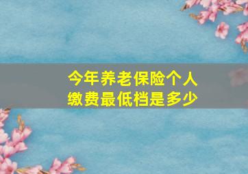 今年养老保险个人缴费最低档是多少