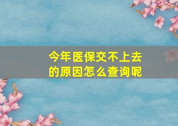 今年医保交不上去的原因怎么查询呢