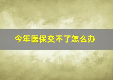 今年医保交不了怎么办