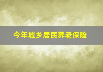 今年城乡居民养老保险