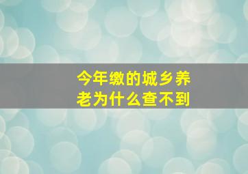 今年缴的城乡养老为什么查不到