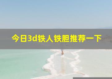 今日3d铁人铁胆推荐一下