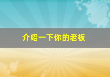 介绍一下你的老板