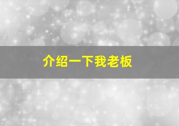 介绍一下我老板