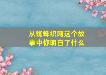 从蜘蛛织网这个故事中你明白了什么