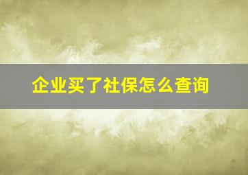 企业买了社保怎么查询