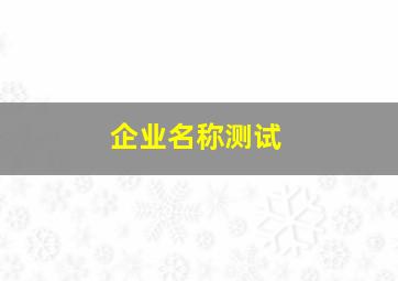 企业名称测试