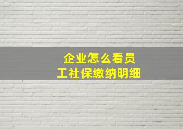 企业怎么看员工社保缴纳明细