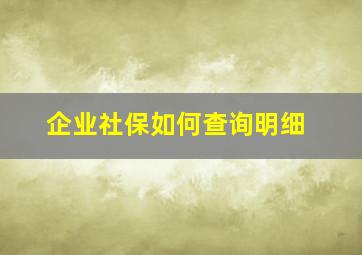 企业社保如何查询明细