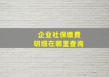 企业社保缴费明细在哪里查询