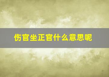 伤官坐正官什么意思呢