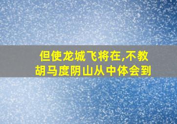 但使龙城飞将在,不教胡马度阴山从中体会到