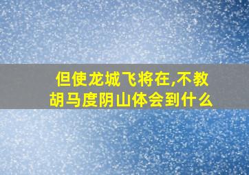 但使龙城飞将在,不教胡马度阴山体会到什么