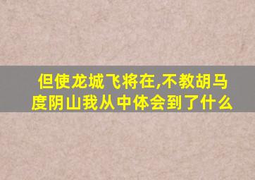 但使龙城飞将在,不教胡马度阴山我从中体会到了什么