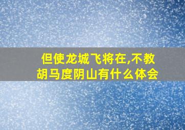 但使龙城飞将在,不教胡马度阴山有什么体会