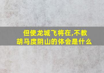 但使龙城飞将在,不教胡马度阴山的体会是什么