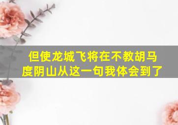 但使龙城飞将在不教胡马度阴山从这一句我体会到了