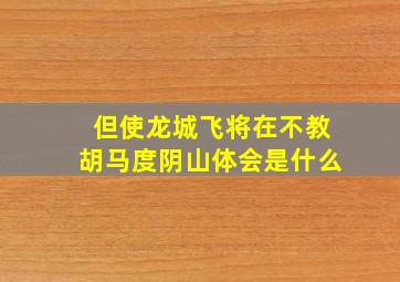 但使龙城飞将在不教胡马度阴山体会是什么