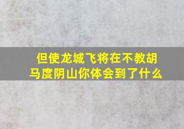 但使龙城飞将在不教胡马度阴山你体会到了什么