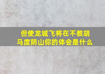 但使龙城飞将在不教胡马度阴山你的体会是什么