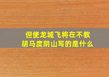 但使龙城飞将在不教胡马度阴山写的是什么