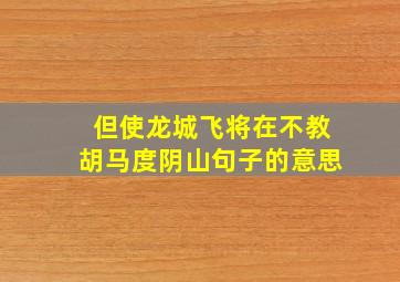 但使龙城飞将在不教胡马度阴山句子的意思