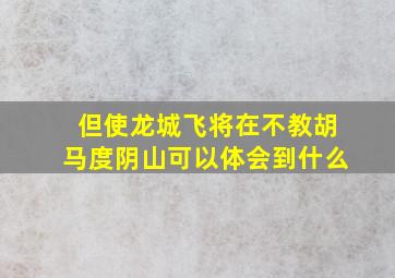 但使龙城飞将在不教胡马度阴山可以体会到什么