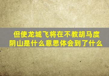 但使龙城飞将在不教胡马度阴山是什么意思体会到了什么