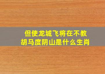 但使龙城飞将在不教胡马度阴山是什么生肖