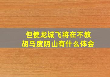 但使龙城飞将在不教胡马度阴山有什么体会