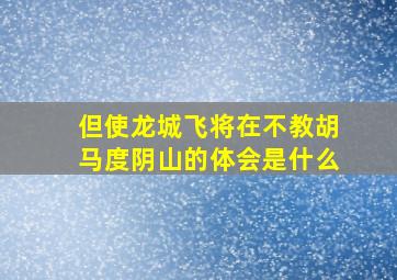 但使龙城飞将在不教胡马度阴山的体会是什么