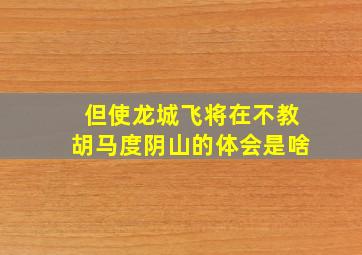 但使龙城飞将在不教胡马度阴山的体会是啥