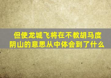 但使龙城飞将在不教胡马度阴山的意思从中体会到了什么