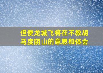 但使龙城飞将在不教胡马度阴山的意思和体会