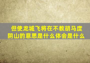 但使龙城飞将在不教胡马度阴山的意思是什么体会是什么