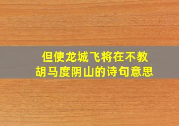 但使龙城飞将在不教胡马度阴山的诗句意思