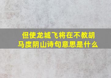 但使龙城飞将在不教胡马度阴山诗句意思是什么