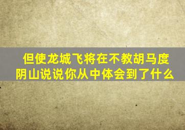 但使龙城飞将在不教胡马度阴山说说你从中体会到了什么