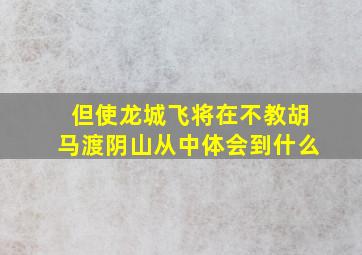 但使龙城飞将在不教胡马渡阴山从中体会到什么