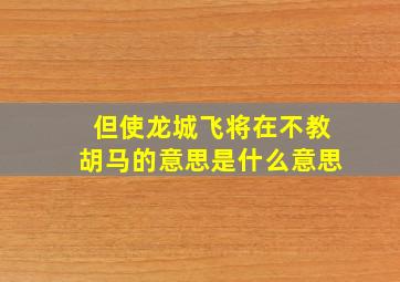 但使龙城飞将在不教胡马的意思是什么意思